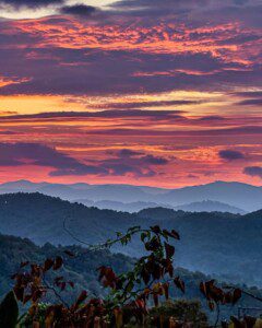 Sunrise over the Blue Ridge Parkway in Buncombe County.