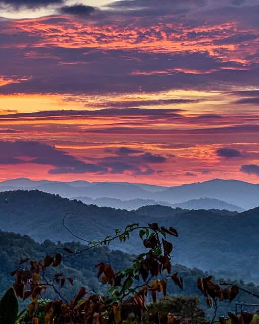Sunrise over the Blue Ridge Parkway in Buncombe County.